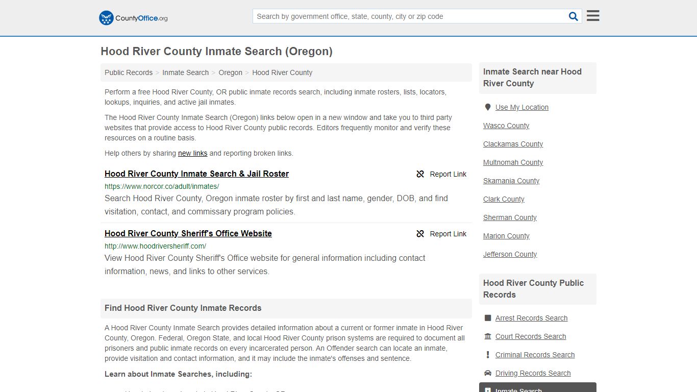 Inmate Search - Hood River County, OR (Inmate Rosters ...